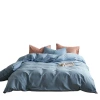 Wholesale and consignment of early spring all-cotton thickened brushed solid color Muji style four-piece set bed sheets and bed covers, pure cotton three-piece set Item Picture